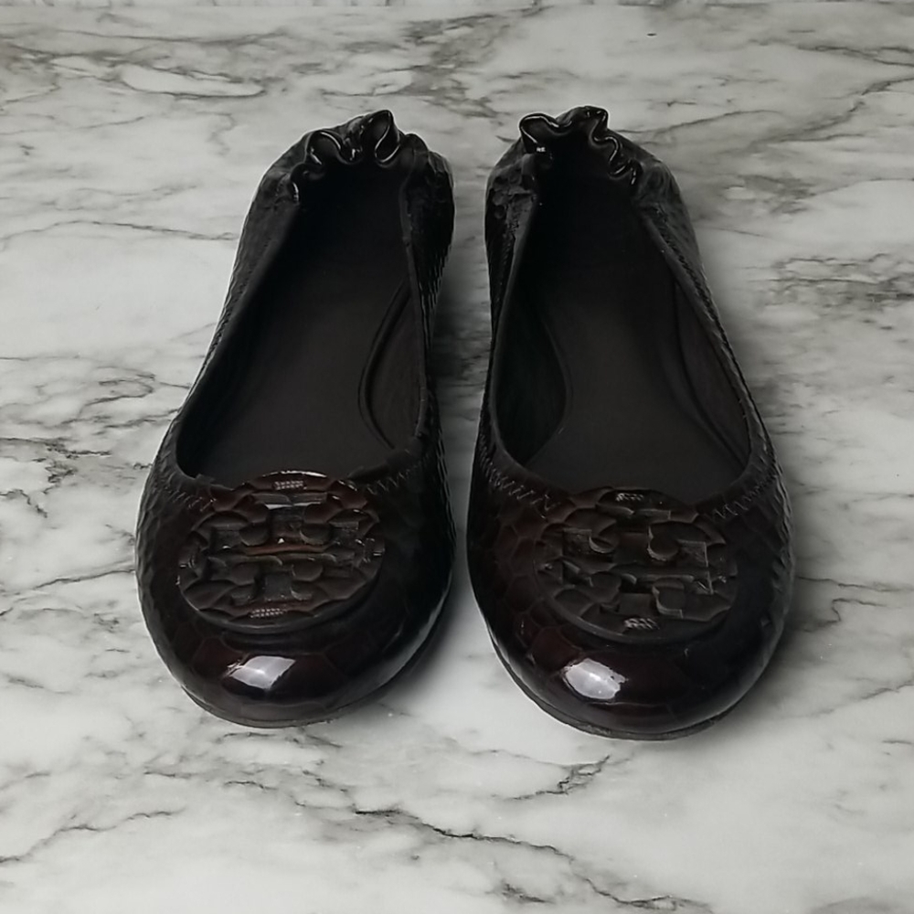 TB Reva Ballet Flat Doria Snake Print Dune 8M